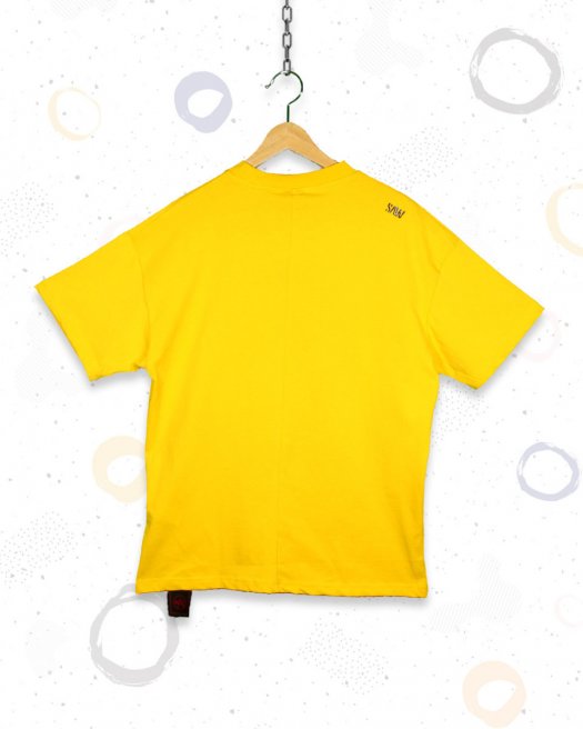 Baskılı Unisex Sarı Oversize Tişört 