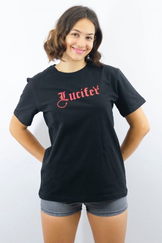 Lucifer Baskılı Unisex Siyah Tişört