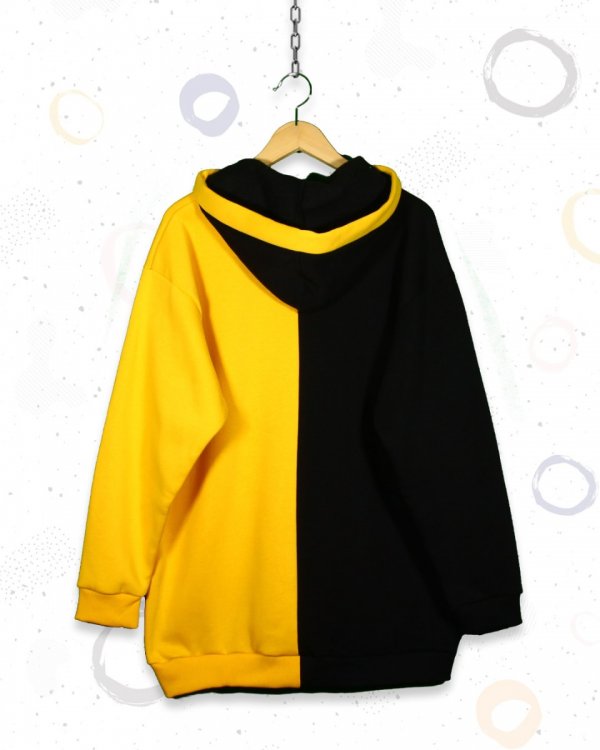 Badgirl Kapşonlu Kalın Sarı Siyah Sweatshirt