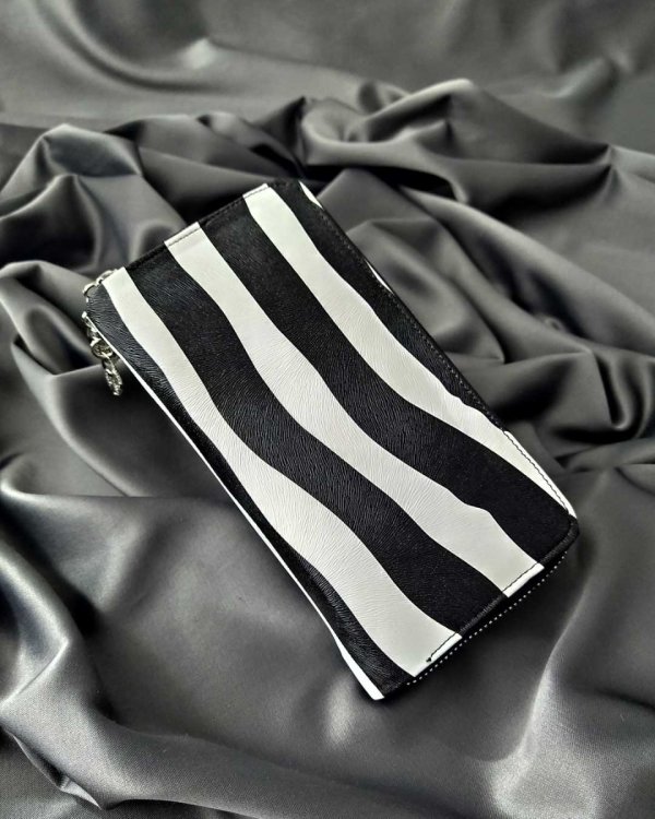 Siyah Beyaz Zebra Desenli Cüzdan