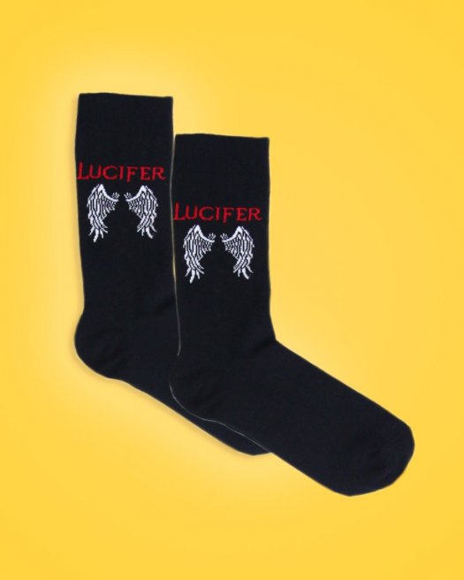 Lucifer Desenli Siyah Soket Çorap