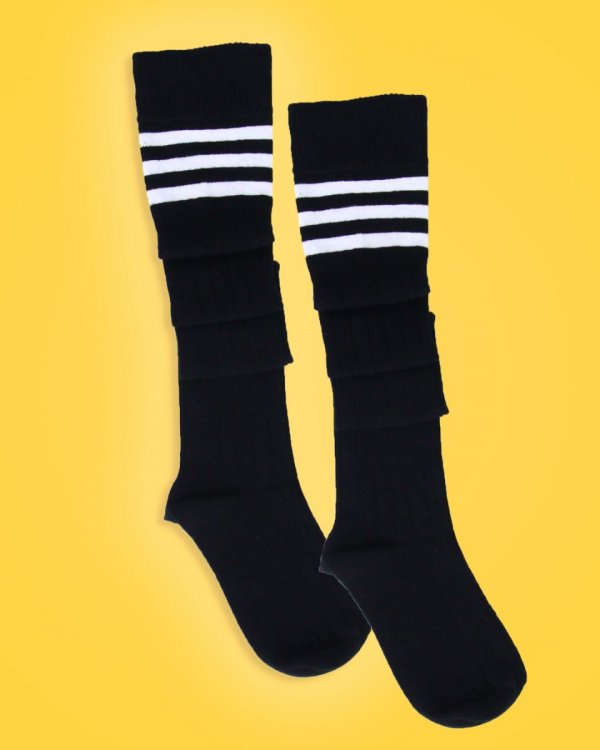 Dizüstü Beyaz Çizgili Siyah Çorap 36-40