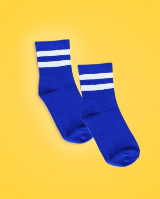 Beyaz Çizgili Koyu Mavi Soket Çorap