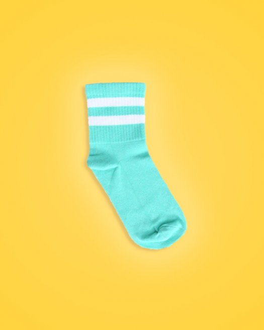 Beyaz Çizgili Açık Yeşil Soket Çorap