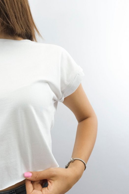 Yarasa Kol Basic Beyaz Crop Tişört